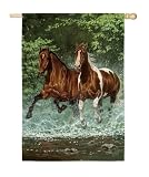 Cascade Run Horses Silk Reflections Regular Size Flag