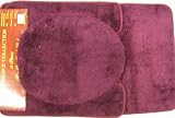 3 PIECE BATHROOM RUG, CONTOUR & LID COVER SET - BURGUNDY