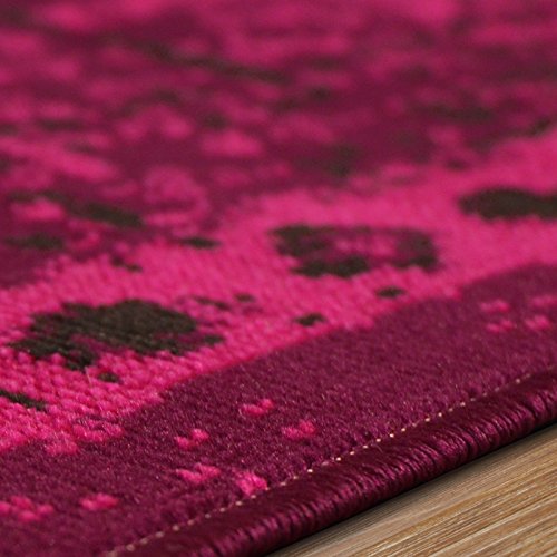 casa pura® Vintage Teppich | viele Größen | im angesagten Shabby Chic Look | für Wohnzimmer, Schlafzimmer, Flur etc. | pink (80×150 cm) - 2