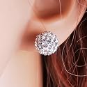 Bling Jewelry Sterling Silver White Crystal Shamballa Stud Earrings
