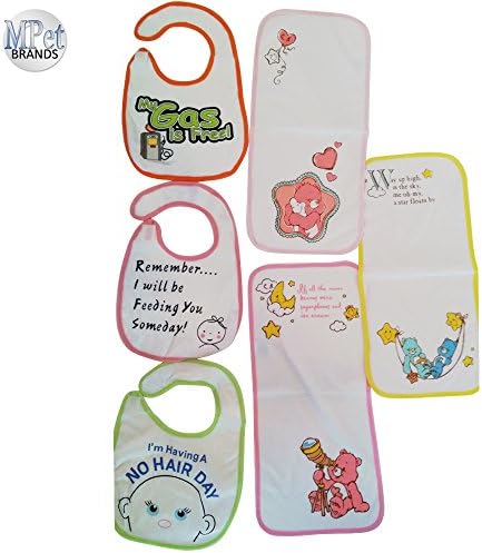 Funny Baby Bibs and Burp Cloths Gift Set Girls 3 Bibs 3 Burp Cloths Cotton Cute