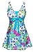 Wantdo Women's High Waist Swimsuit Dress Swimwear Beach Suit Soft Cup Plus Size, US 8-10/Tag 5XL , Acid Blue