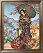 Noble Oriental with Parasol Costume & Fashion Framed Art Poster Print, 19x23