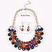 QIYUN.Z Multiple Round Beaded Torsade Chunky Bib Choker Collar Necklace Earrings Set