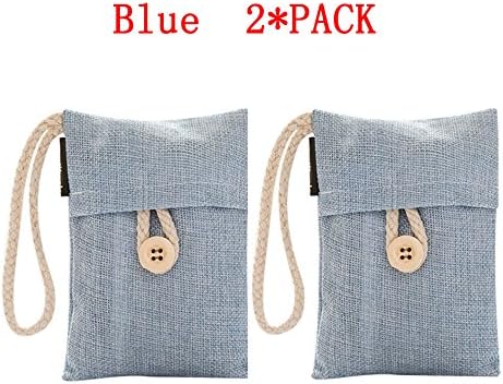 HOMEAN 100% Organic Natural Air Purifying Bamboo Charcoal Deodorizer Bag - Most Effective Odor Remove - Portable Air Freshener for Fridge Freezers Closet Car &amp; Shoes (100g*2 Blue)