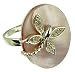Silver Ladies Oval Mother of Pearl with Butterly Motif Ring