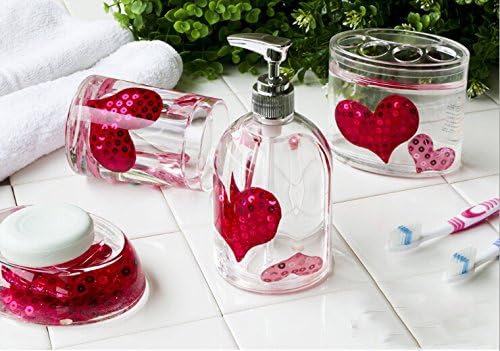 Embossing Red Heart Acrylic Bathroom Accessory 4PCS Set European Minimalist Wash Gift Set