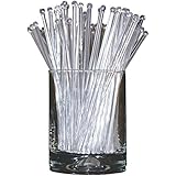 Royer 6 Inch Plastic Round Top Swizzle Sticks, Set of 48, Crystal - Made In USA