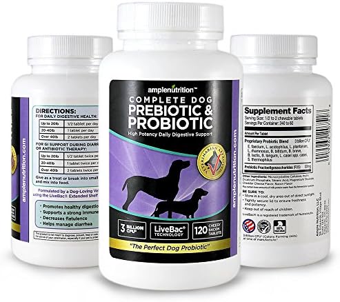 Probiotics For Dogs + Prebiotic - Custom Veterinarian Formula - 100% NATURAL &amp; SAFE - Improve Digestion &amp; Immunity - Less Gas &amp; Bloating - Healthier Skin &amp; Coat - 120 Tablets