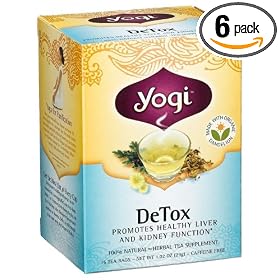 Yogi DeTox, Herbal Tea Supplement, 16-Count Tea Bags (Pack of 6)
