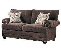 Hot Sale Homelegance 9729-2 Elena Love Seat, Dark Brown Chenille