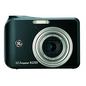 GE A1255 12MP Digital Camera with 5X Optical Zoom and 2.7-Inch LCD with Auto Brightess (Black)