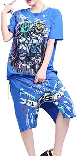 Hellojuncao Women Oversized Skull Crew Neck T-shirt Skirt Set Onesize