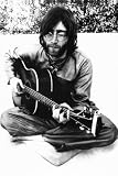 JOHN LENNON SITTING PLAYING GUITAR RARE B&W POSTER