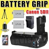 Vivitar Series 1 Deluxe Battery Grip for Canon EOS 5D Mark II Digital SLR Camera (Like Canon BG-E6) w/ Two LP-E6 Lithium Ion Replacement Battery & Charger DavisMAX Bundle
