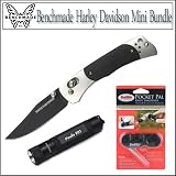 Benchmade Knife 13150SBK Harley Davidson Mini-Hardtail Axis With Pocket PAL Manual Knife Sharpener And Fenix Compact Keychain Flashlight bundle