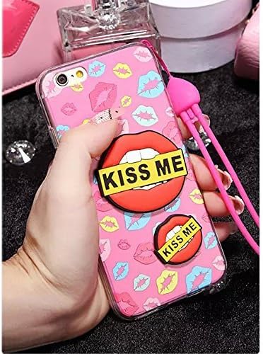 For iPhone 6 plus (5.5 inch) Case, Dakotacase (Kiss me) Cute 3D Sexy Lips Series Protective Skin Lanyard Soft TPU Gel Protector Back Case Cover For iPhone 6 plus 5.5 inch (#6)