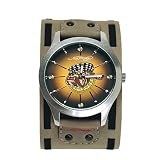 Ed Hardy - Ed Hardy Gladiator Watch with Contrast Leather Band, Bulldog Dial with Clear Swarovski Crystals