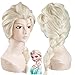 JUJU® New New FROZEN Princess Snow Queen Elsa Adult Milk Golden Braid Cosplay Wig Long Wigs