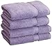 Superior Egyptian Cotton Pile Hand Towel Set of 4, Ultra Soft Luxury Towels, Thick Plush Essentials, Absorbent Heavyweight, Guest Bath, Hotel, Spa, Home Bathroom, Shower Basics, Purple