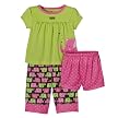 Infant Girls' Just One Year 3 - piece Elephant PJ Set - Green/Brown