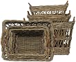Country Rattan Rectangle Laundry Baskets Set / 3 L-25" x 20" x 15.5"