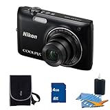 Nikon COOLPIX S4100 14MP Black Digital Camera 4GB Bundle - Includes COOLPIX ....