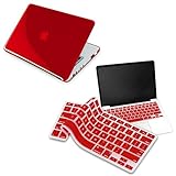 Clear Red Hard Shell Case Compatible With 13-Inch Macbookฎ Pro, W/ Free Red Keyboard Skin