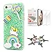 STENES Bling Case Compatible with iPhone 7 Plus/iPhone 8 Plus - Stylish - 3D Handmade [Sparkle Series] Rainbow Unicorn Lollipop Design Cover with Screen Protector [2 Pack] - Green