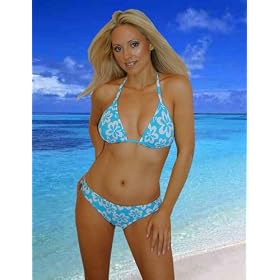 Buy Designer 2 Piece Maui Turquoise Swimsuit- Triangle Top with Lowrise Bikini Bottom by Jackie's Boutique