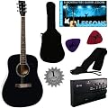 Stretton Payne Dreadnought Full Sized Steel String Acoustic Guitar PACKAGE D1 Black