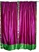 2 Pink Magenta Lime Green Border Artsilk Sari Curtains Drapes 84"