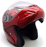 RED FLIP UP MODULAR MOTORCYCLE FULL FACE HELMET WINE ~L (KKY-1A1-RED-L)