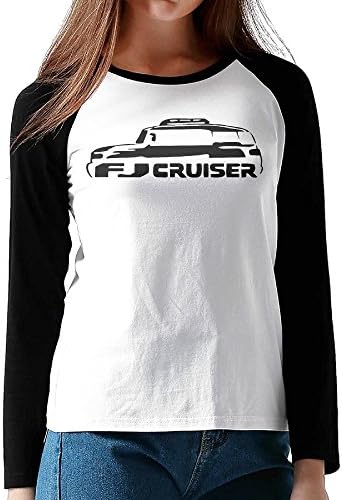 Womens Ladies Toyota FJ Cruiser Outline Long Sleeve Raglan Sleeves Baseball Jerseys