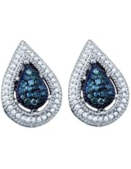 14KT White Gold 0.40 CTW Blue Diamond Fashion Earrings