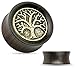 Pierced Owl Tree of Life Organic Ebony Wood Saddle Plug Gauges, Sold As Pair (10mm (00GA))