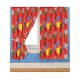 Ensemble de rideaux les Power Rangers Jungle Fury pour enfants, avec accroches (168 x 137 cm) (Rouge)