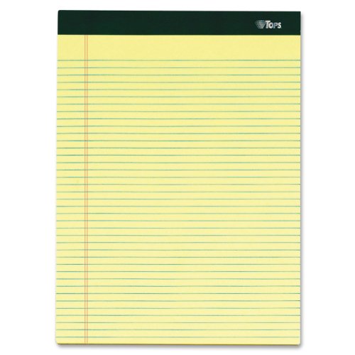 TOPS Double Docket Legal Writing Pads, 8.5 x 11.75-Inch, Narrow Rule, Canary, 100 Sheets/Pad, 6 Pads/Pack (63376)