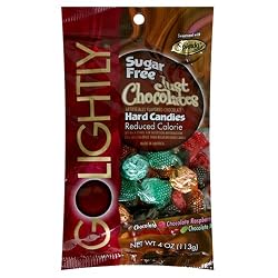 GoLightly Sugar-Free Candy, Just Chocolates Hard Candy, 4-Ounces (Pack of 12)