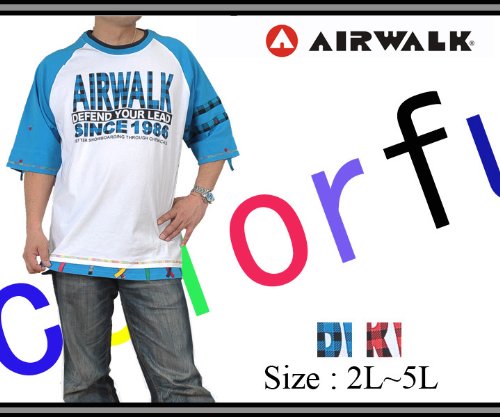 AIR WALK / 【大きいサイズ / 2L 3L 4L 5L】 チェック使いプリント カラフルアクセント ロールアップ 半袖 Tシャツ