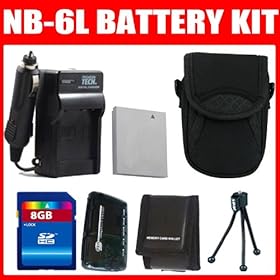 PowerShot SX260 HS, SX240 HS Digital Camera Accessory Kit Includes Canon NB-6L Equivalent Replacement Battery + Replacement Battery Charger + Camera Case + 8GB SDHC Memory + Memory Reader + Camera Cleaning Kit