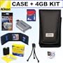Nikon Coolpix S Series Deluxe Leather Case + 4GB Accessory Kit for Coolpix S3000, S3100, S4000, S4100 & S5100