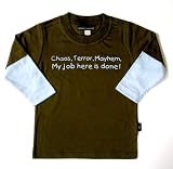 Terror, chaos, mayhem my job here is done  brown/ pale blue double layer tee t-shirt