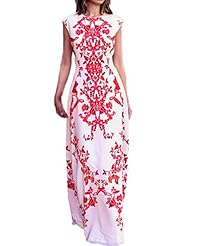 Chiffon Summer Geometric Print Vintage Cocktail Full Length Sleeveless Club Dress/Prom Dress/Party Dress/Maxi Dress 