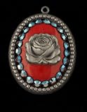Gasoline Glamour Red Jade Rose Rhinestone Charm Necklace