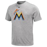 MLB Majestic Miami Marlins Youth Soft Density Official Logo T-shirt - Ash (Large)