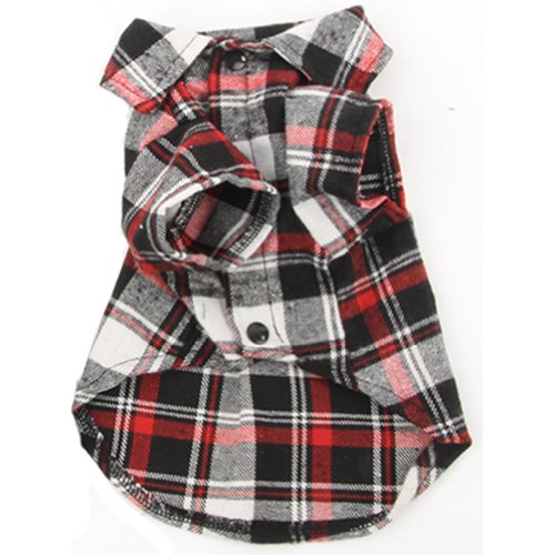 Comemall Blue,red Pet Dog Cat Puppy Clothes Plaid Shirt Coat Sweatshirt Costume S,m,l,xl (Red, XL)