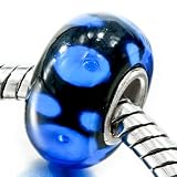 Pugster Blue Dots Murano Glass Beads Pandora Chamilia Biagi Beads Charm Compatible
