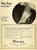 1917 Ad Blue Jay Foot Corn Removal Medicine Feet Podiatry Bauer Black Health - Original Print Ad
