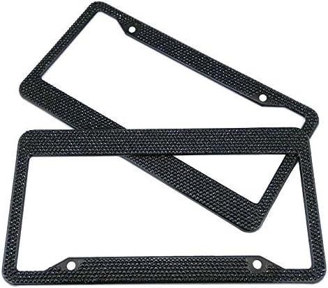 2pcs Auto Bling License Plate Frames - Pure Handmade Rhinestone Crystal License Plate Frames 12 Rows of Diamonds with 2 Holes and 4 Screw Caps (12inch × 6.3inch)